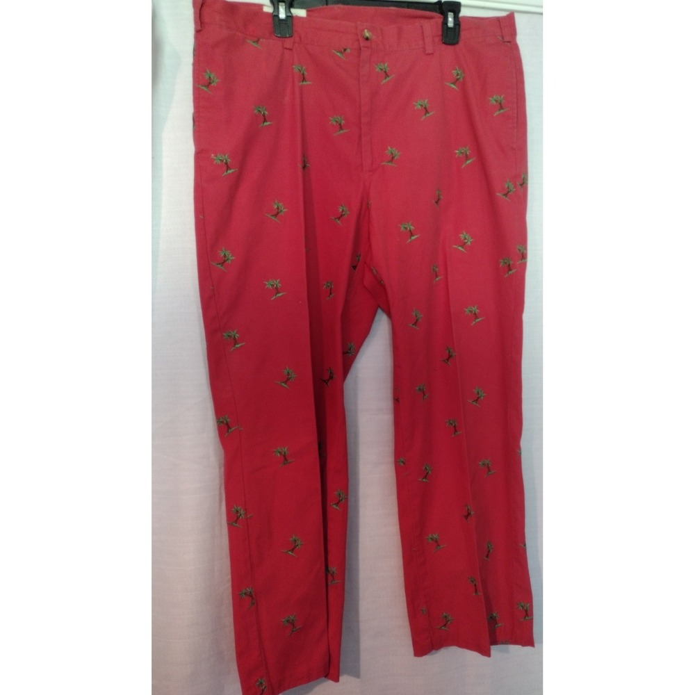 ORVIS Castaway Nantucket Red Men's Pants Embroidered Tree Print Size 40